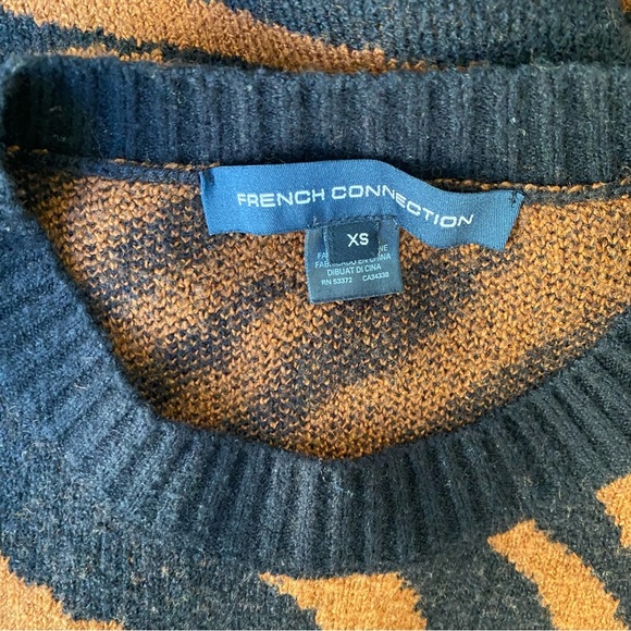 French Connection Tiger Stripe Balloon Sleeve Romantic Sweater, Size XS - Picture 7 of 8